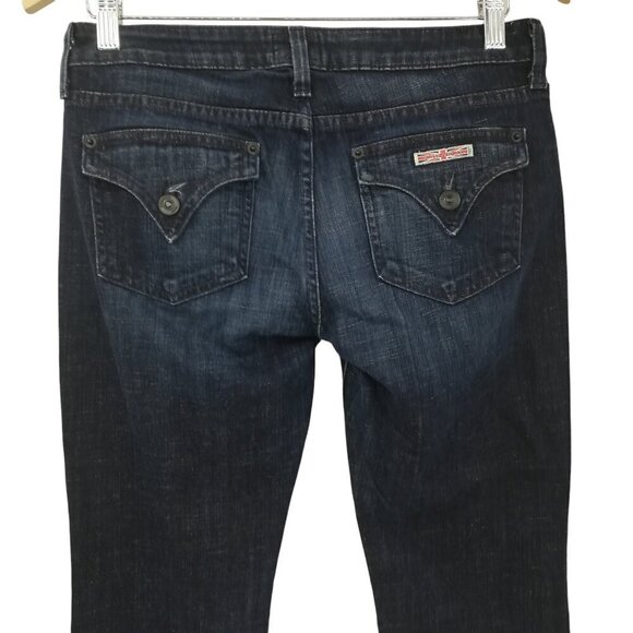 Hudson Low Rise Flare Leg Stretch Dark Wash Jeans Size 27 Flap Pockets Flared - Picture 9 of 11